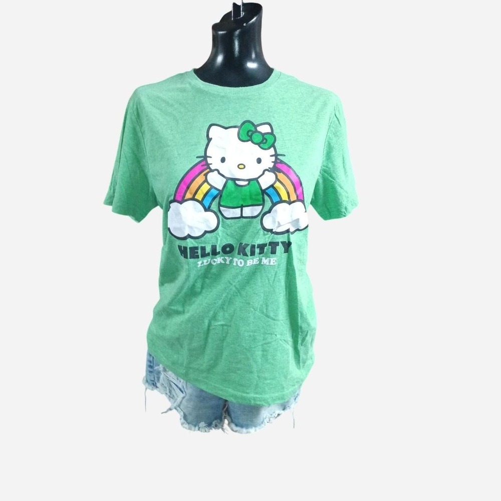 Hello Kitty Lucky To Be Me Green T-Shirt With Hello Kitty Graphic Size S